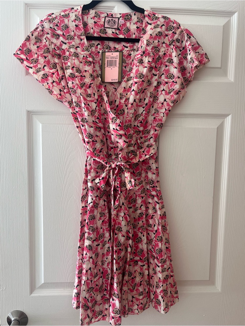 Juicy Couture Pink Poppy Floral Wrap Dress | Size 6 NWT Original $248